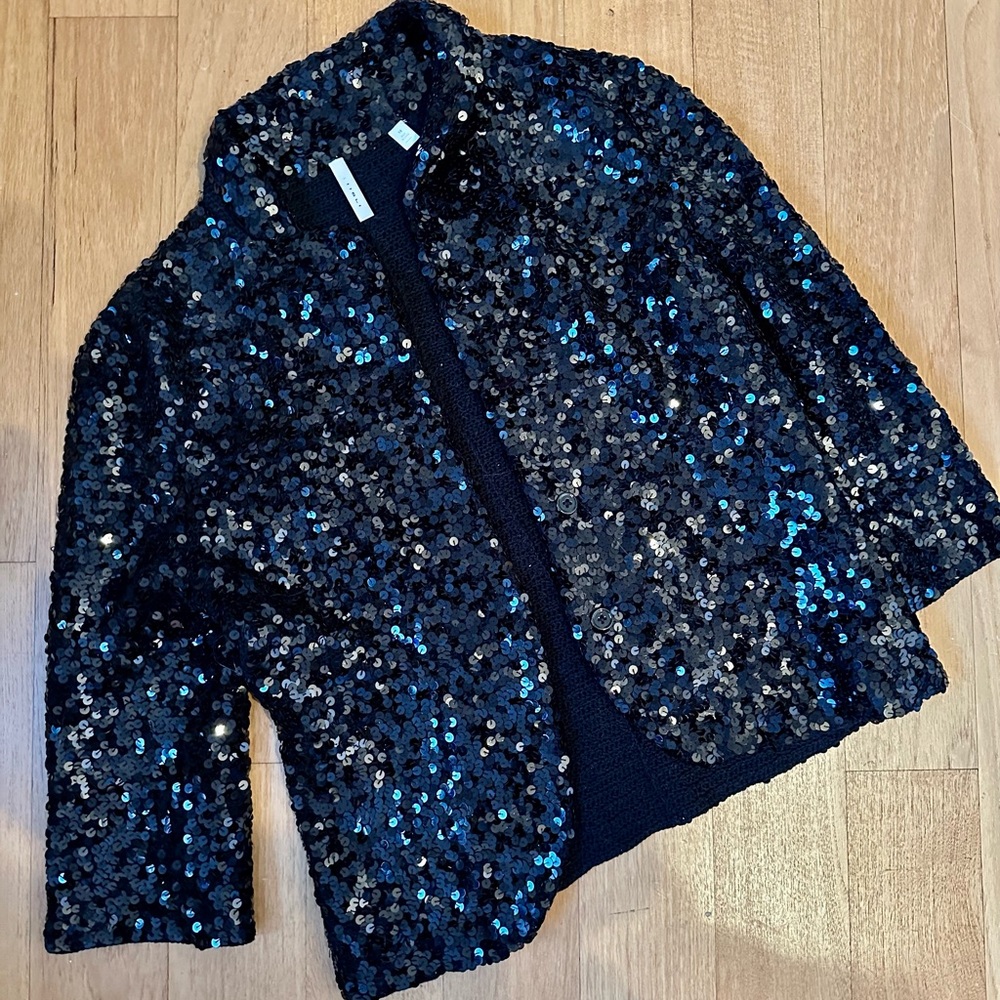 IISLI Sequin Knit Blazer Shimmer Grey / Black Size 10